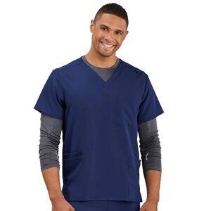 Unisex Jockey® 4-Pocket Scrub Top Color: Blue Size: L